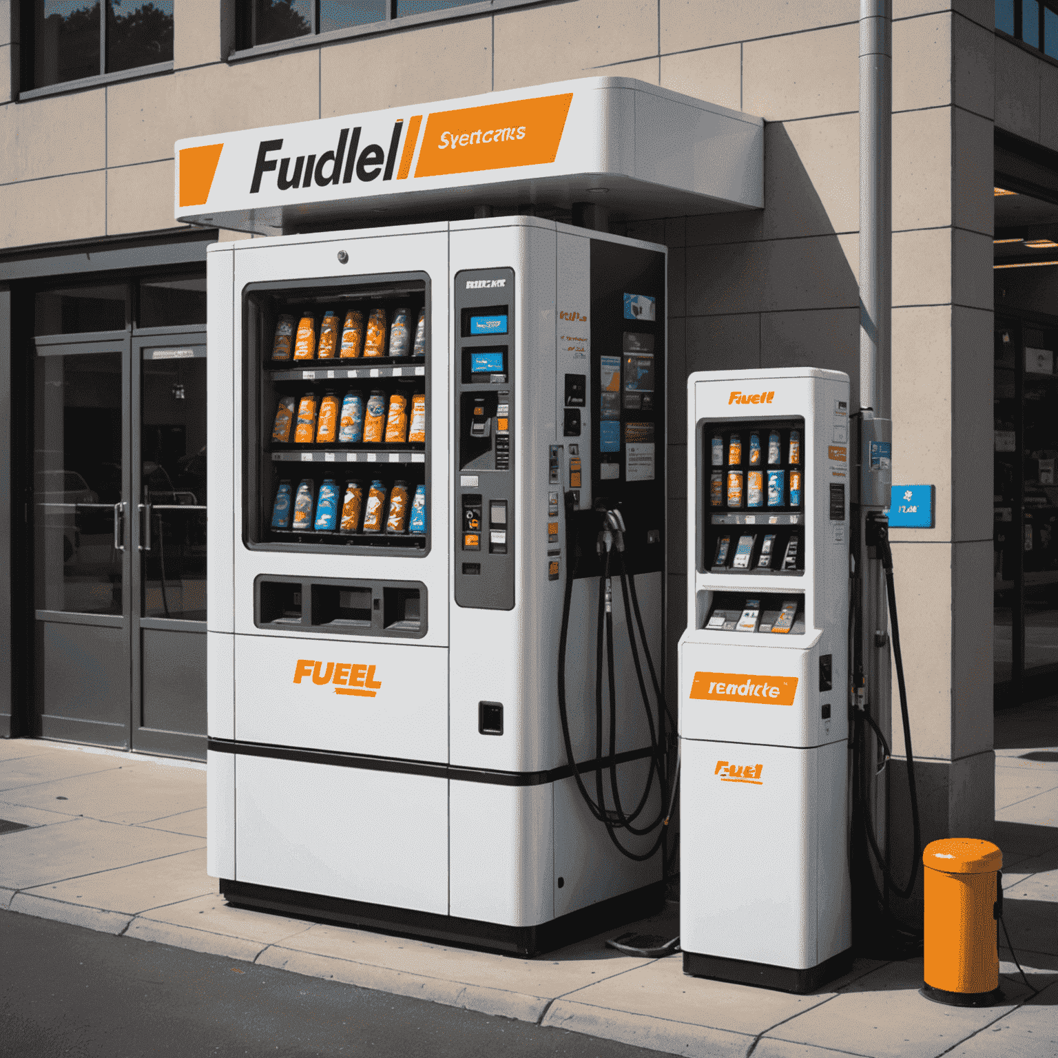 A diagram showing the step-by-step process of using a fuel vending machine, from selection to payment to fueling